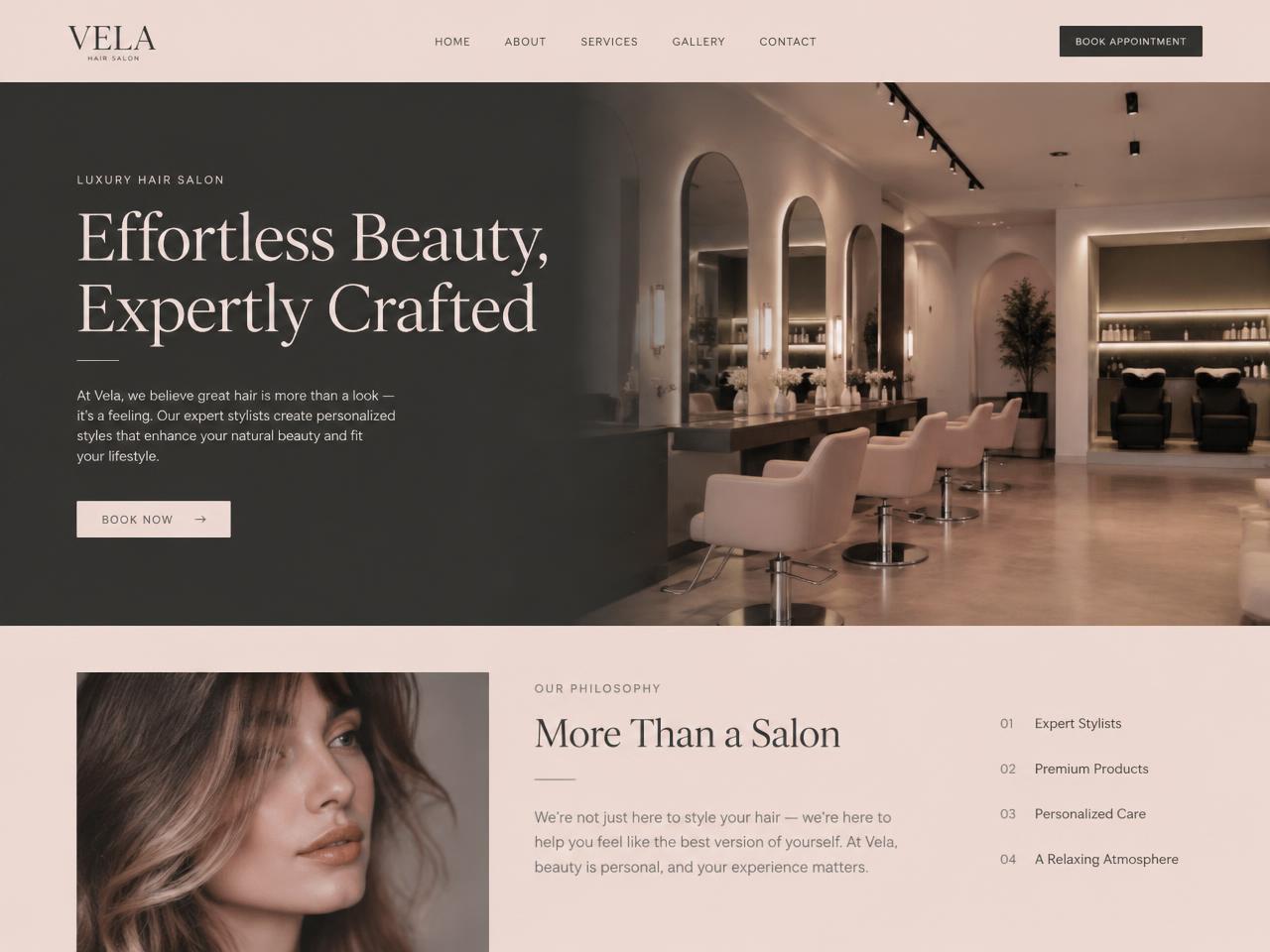 Sample salon website design